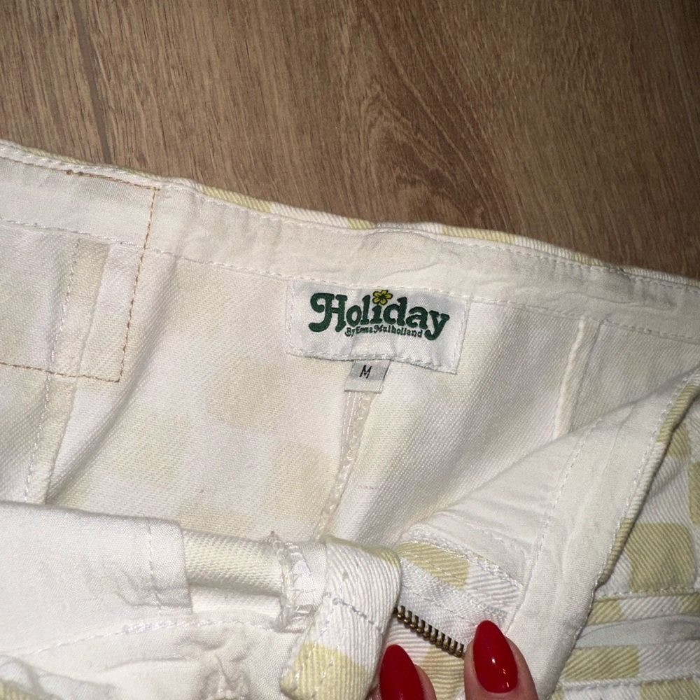 Holiday by Emma Mulholland Checkered Cream Women's Pants Size M - Picture 5 of 10